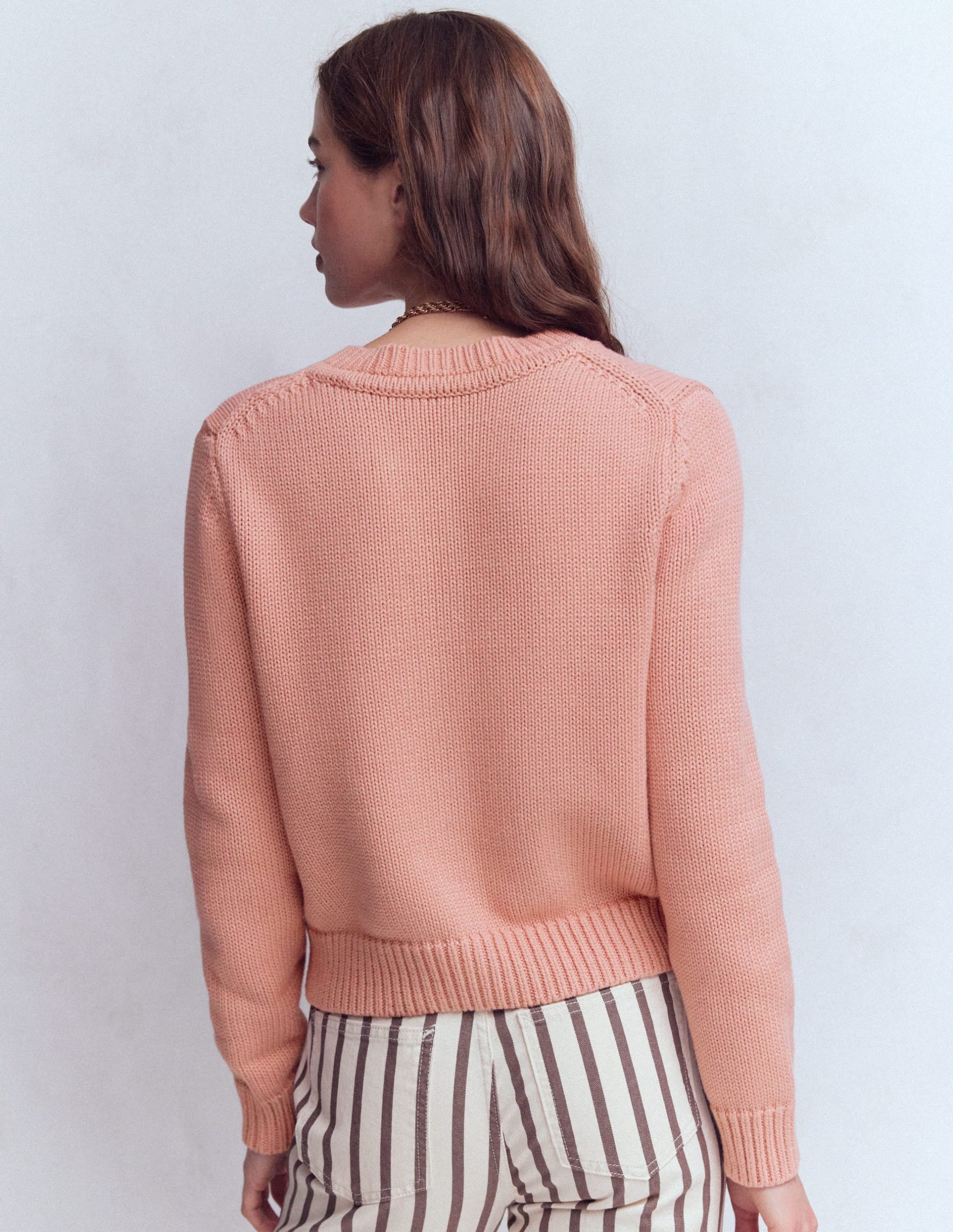 Lucy Chunky Cotton Cardigan-Pink - Image 3