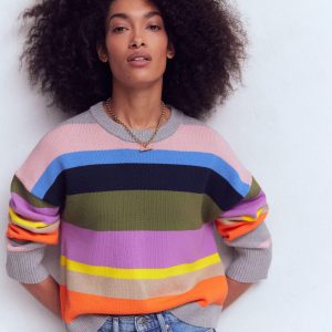Lucy Relaxed Cotton Sweater-Mutli. Rainbow