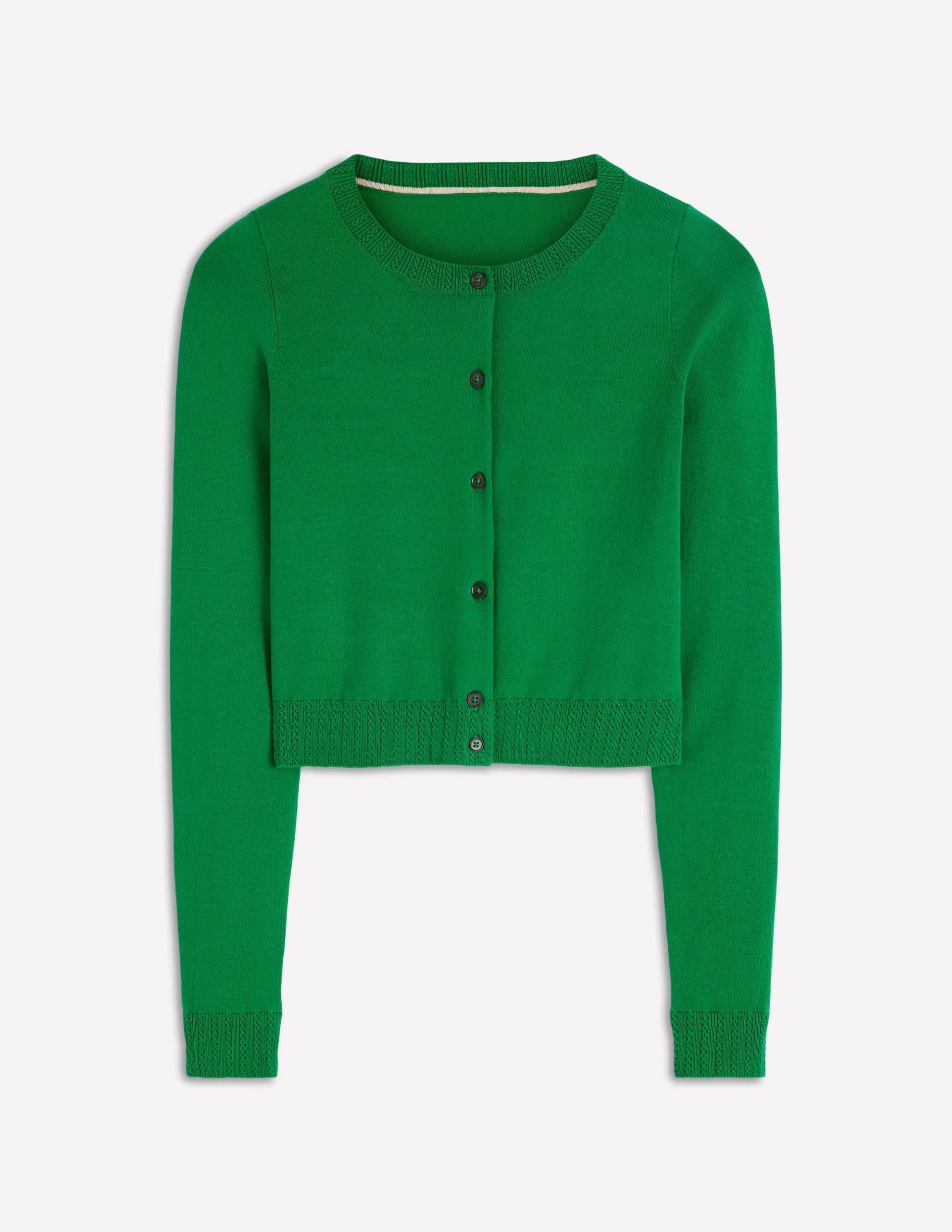 Emilia Cotton Cropped Cardigan-Rich Emerald - Image 5