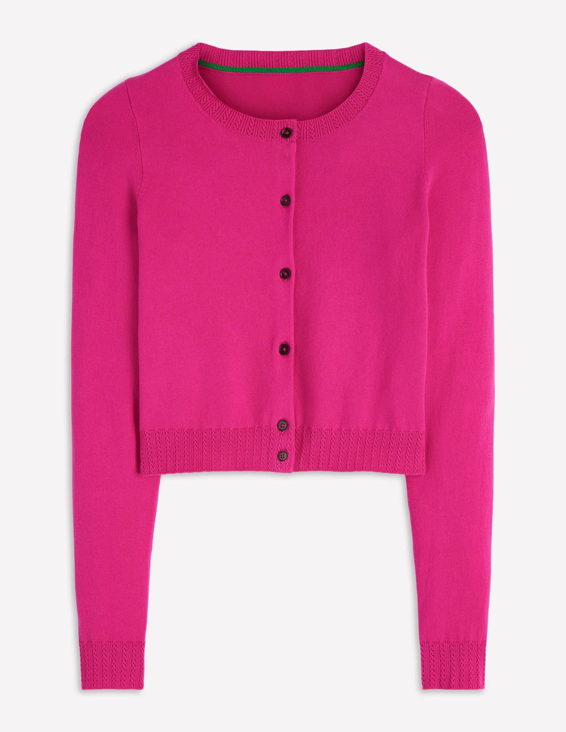 Emilia Cotton Cropped Cardigan-Pink Peony - Image 5
