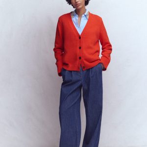 Lucy Relaxed Cotton Cardigan-Bright Orange