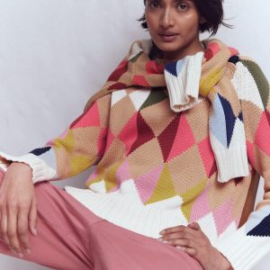 Camilla Cotton Argyle Sweater-Multi Argyle