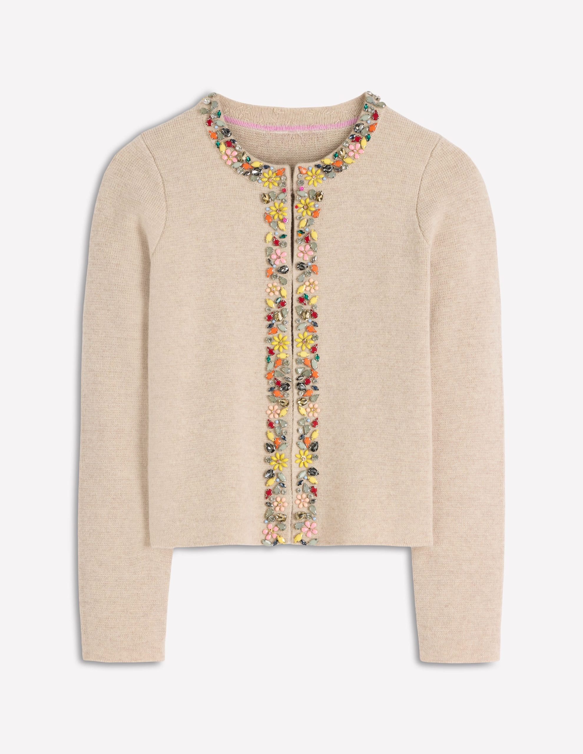 Embellished Knit Cardigan-Chinchilla Melange - Image 7