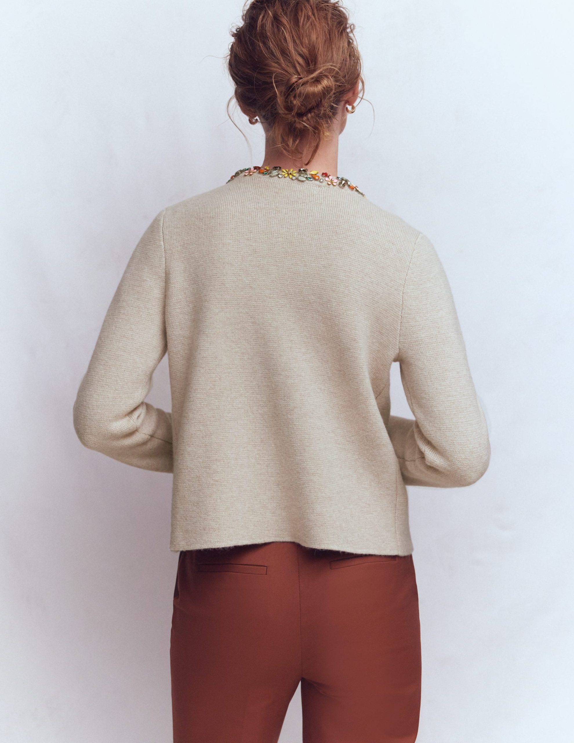 Embellished Knit Cardigan-Chinchilla Melange - Image 3