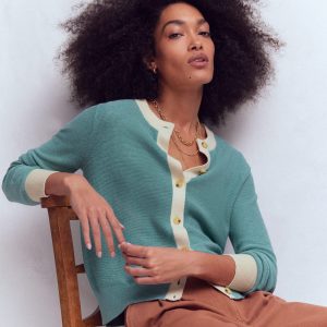 Grace Colour Block Cardigan-Cloudy Jane Blue