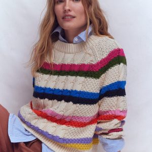 Cotton Cable Jumper-Warm Ivory. Rainbow