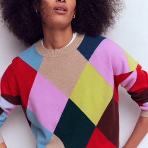 Anastasia Cashmere Sweater-Multi Harlequin Jumper