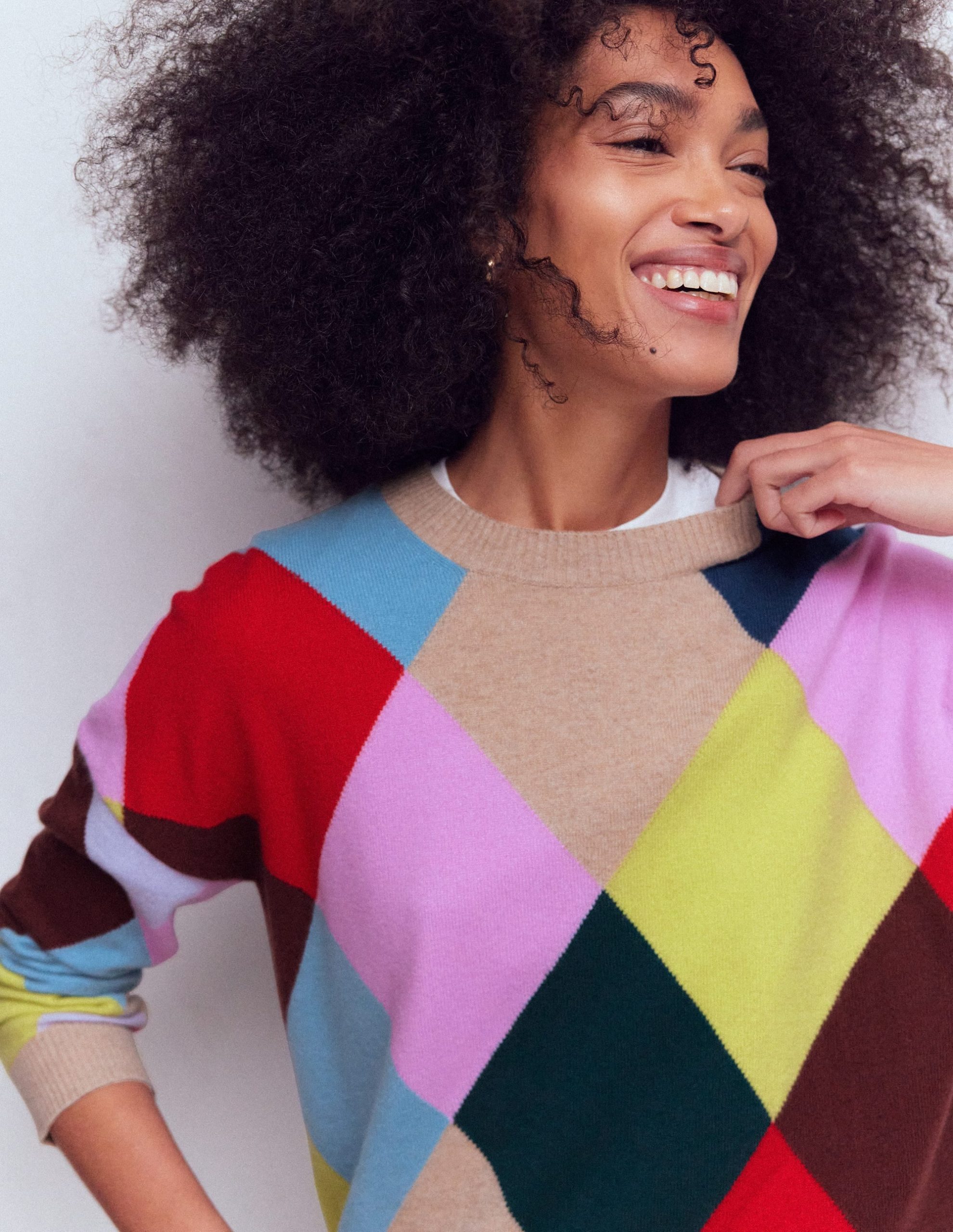 Anastasia Cashmere Sweater-Multi Harlequin Jumper - Image 2