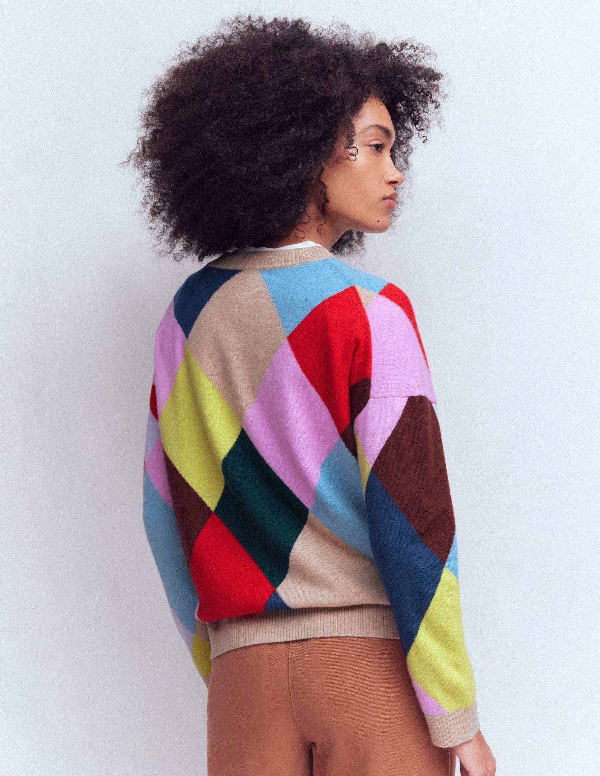 Anastasia Cashmere Sweater-Multi Harlequin Jumper - Image 3