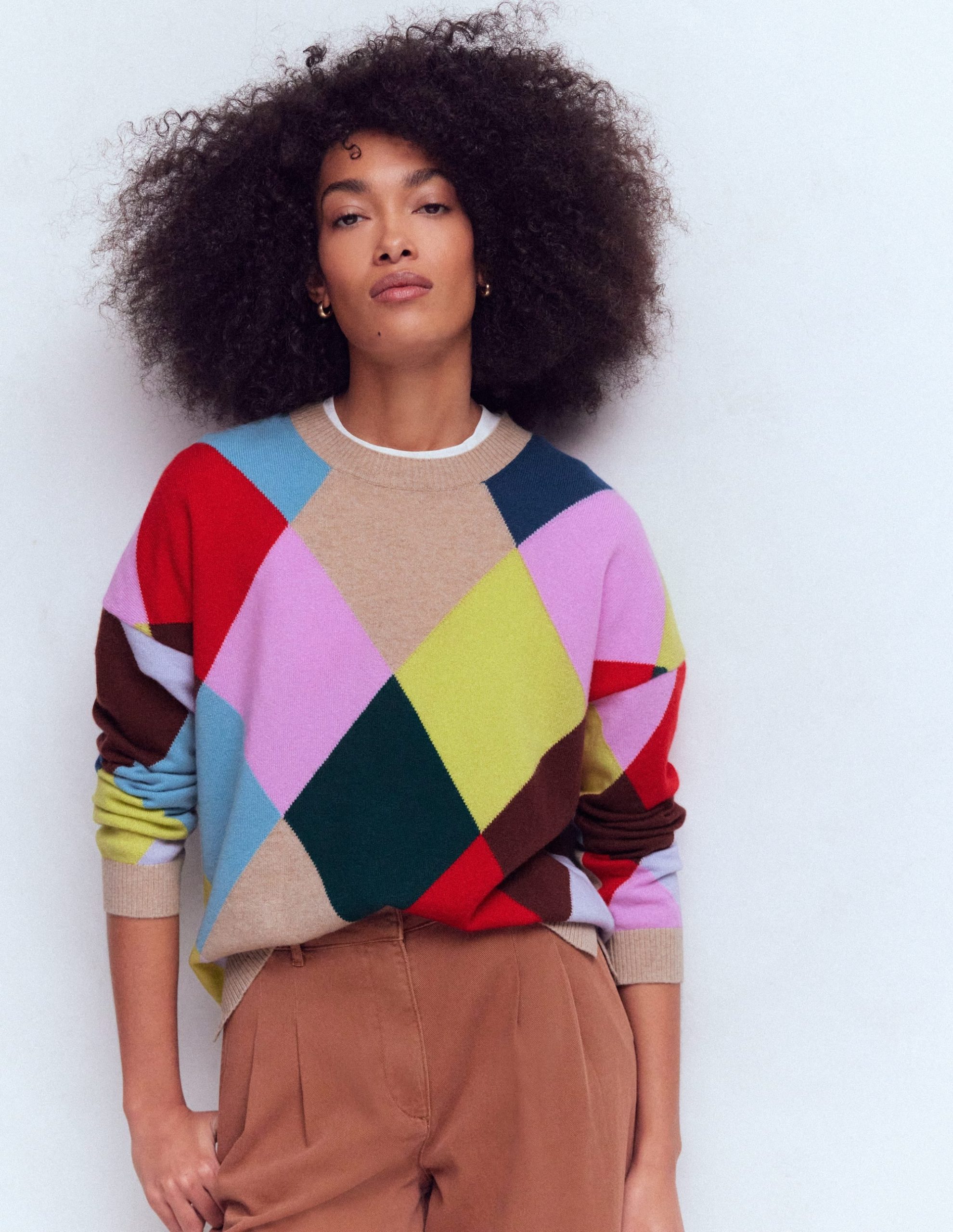 Anastasia Cashmere Sweater-Multi Harlequin Jumper - Image 5