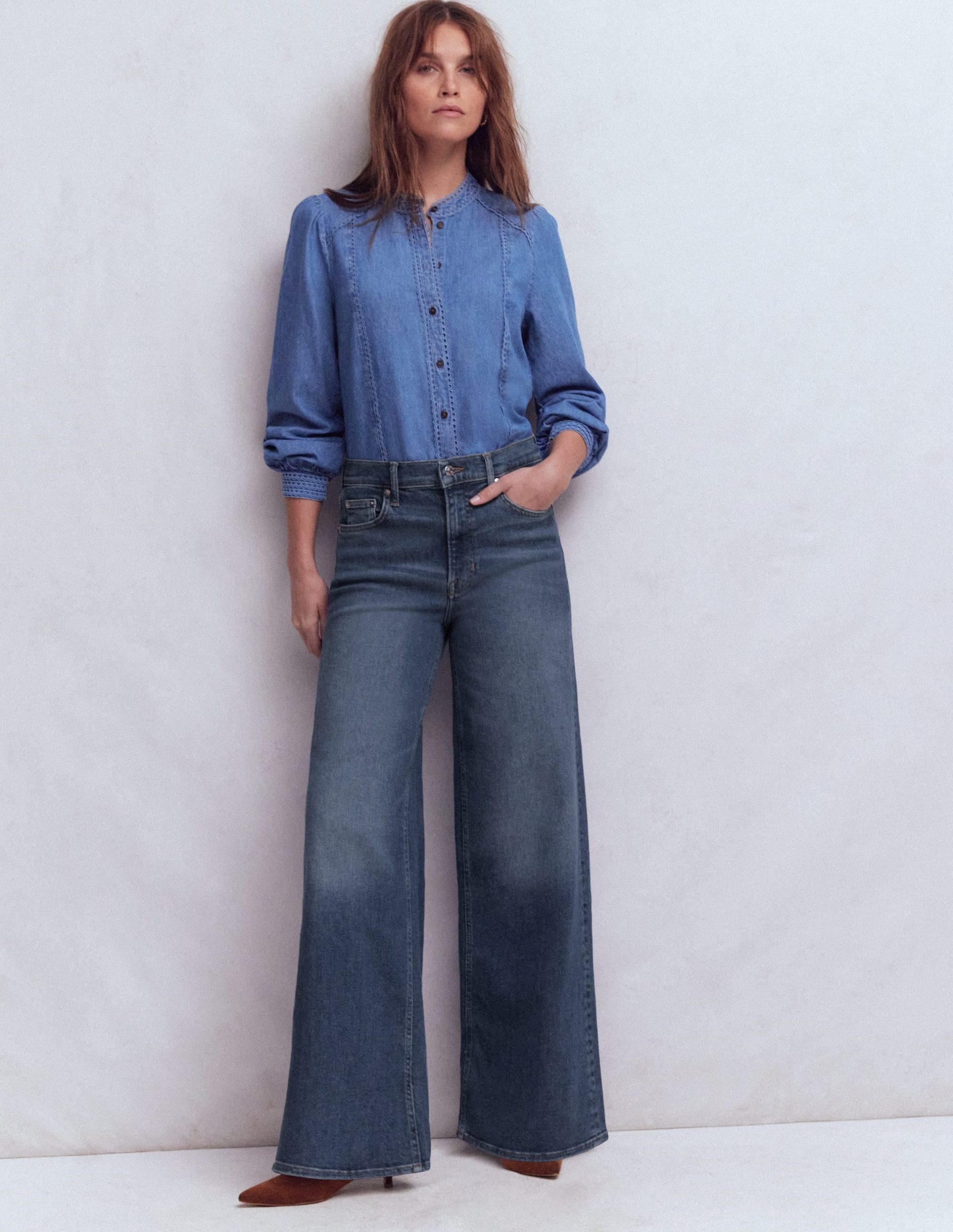 High Rise Wide Leg Jeans-Mid Vintage
