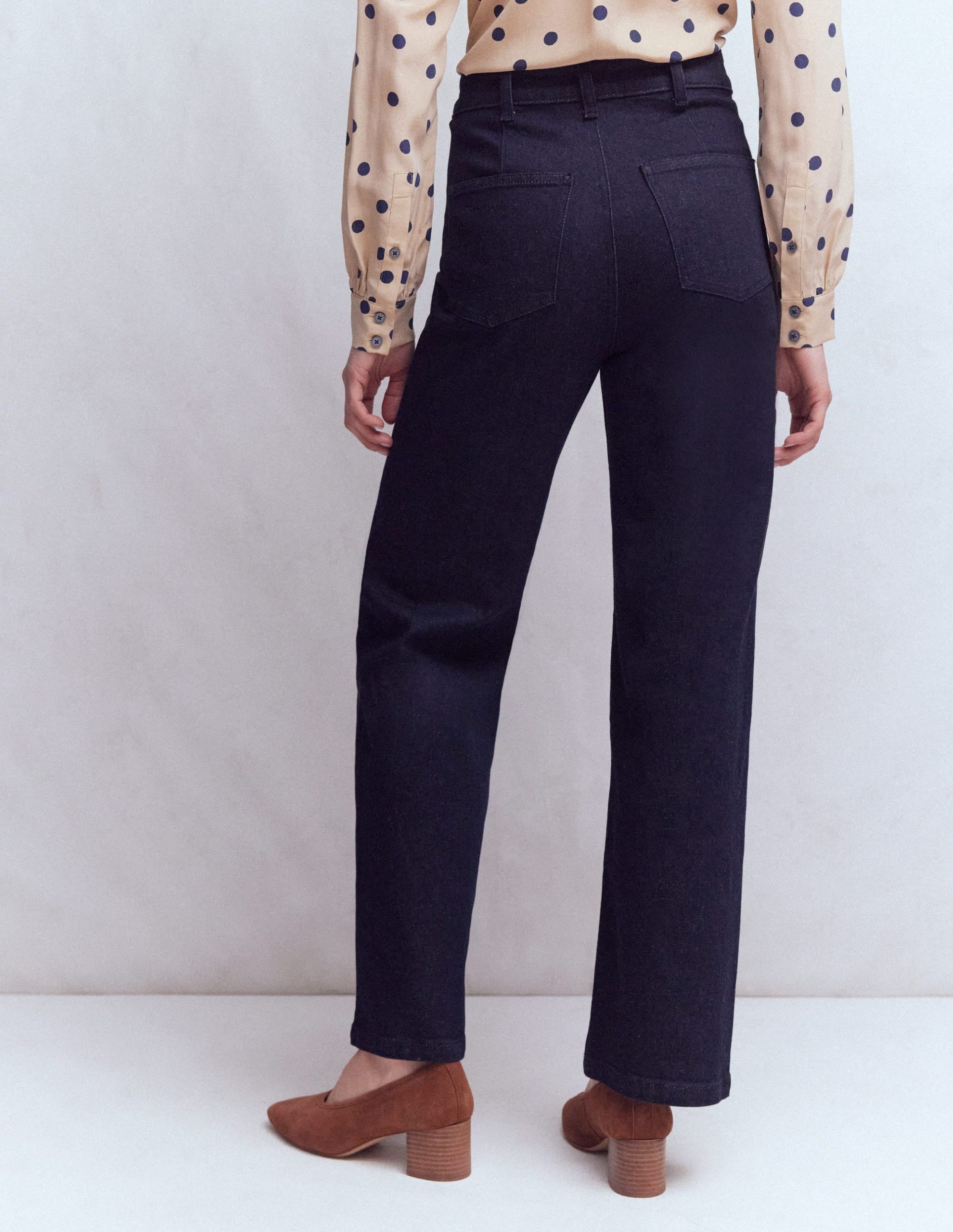 Pintuck Column Leg Jeans-Indigo Rinse - Image 3
