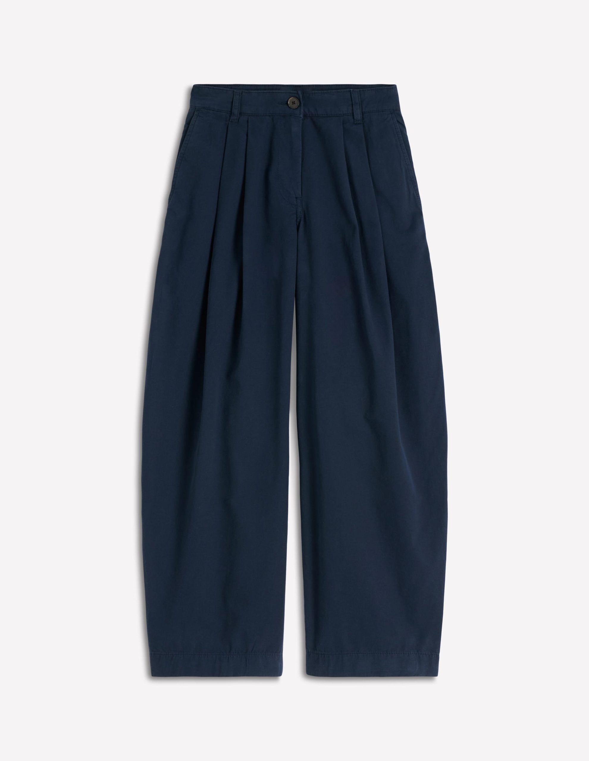 Pleat Barrel Leg Pants-Navy - Image 6
