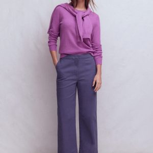 Barrel Leg Chino Trousers-Purple Thistle