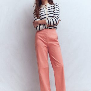 Barrel Leg Chino Trousers-Vintage Rose