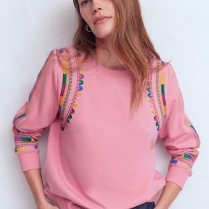 Hannah Embroidered Sweatshirt-Orchid Pink Embroidery