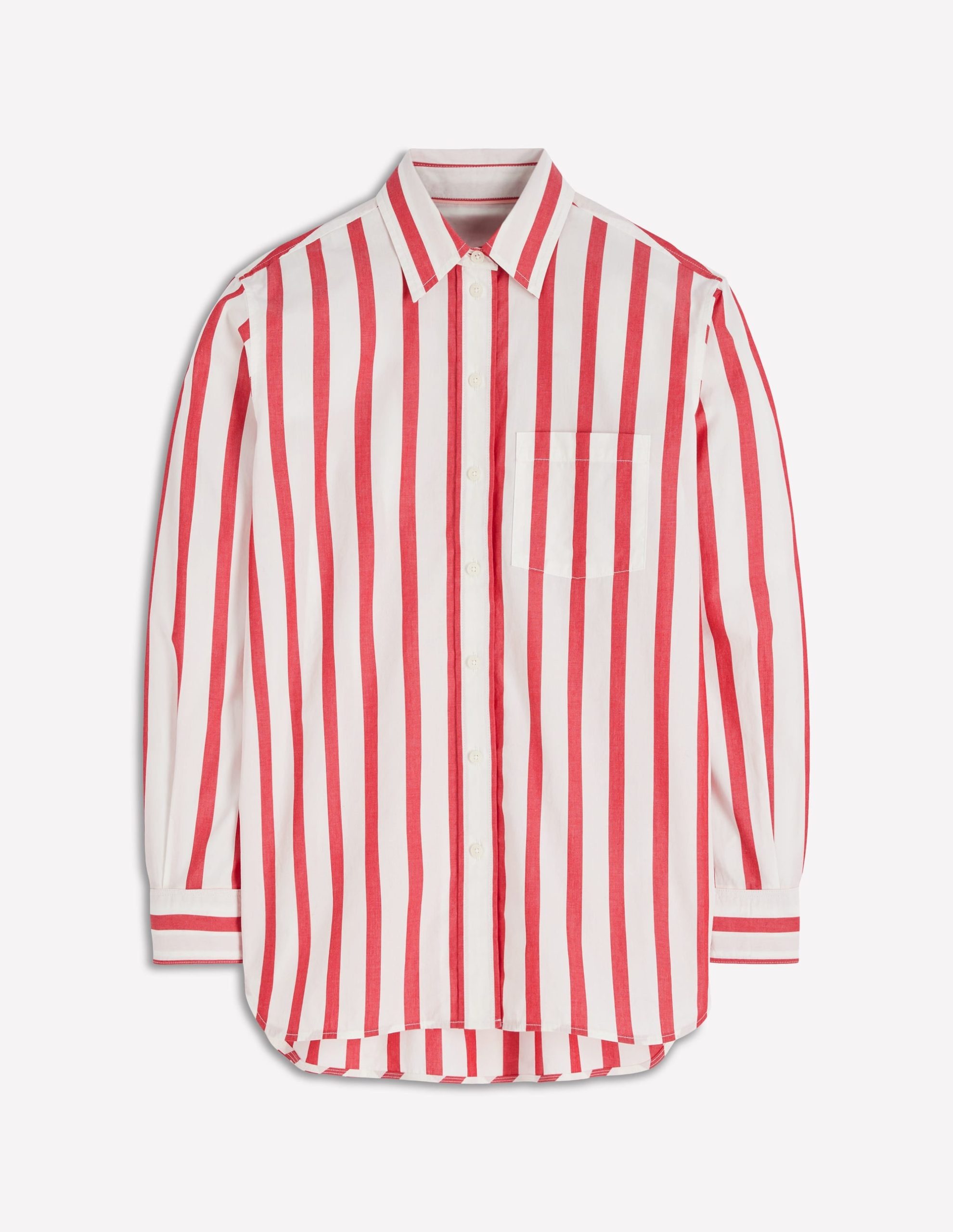 Sadie Relaxed Cotton Shirt-Ivory and Salsa Stripe - Image 6