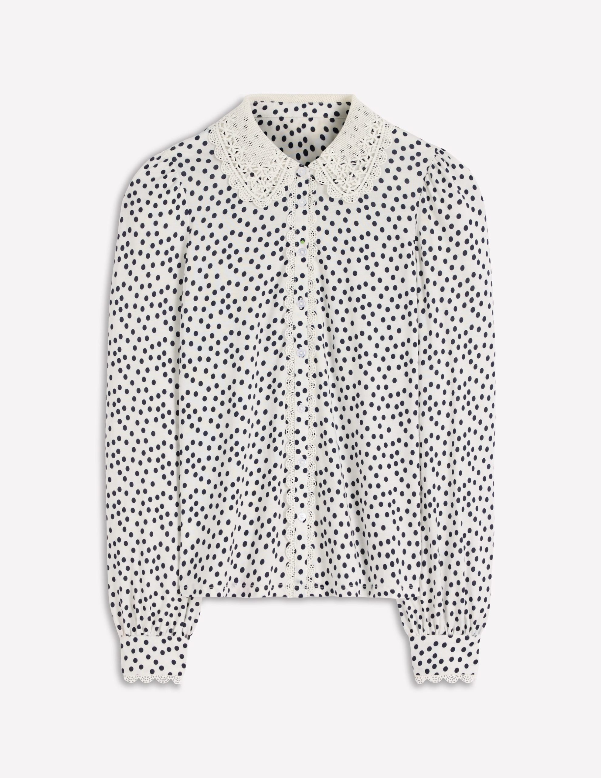 Lace Collar Blouse-Ivory. Painted Dot - Image 4