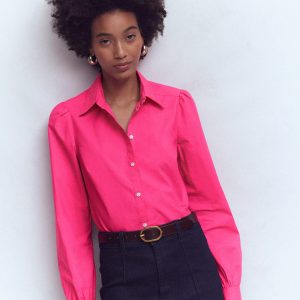 Cara Cotton Shirt-Pop Pansy