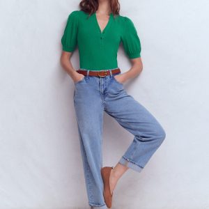 Supersoft Short Sleeve Henley-Jewel Green