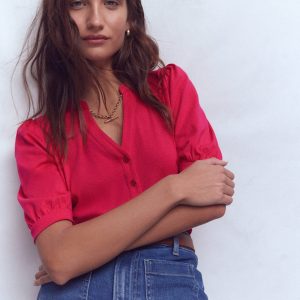 Supersoft Short Sleeve Henley-Pomegranate