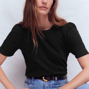 Sophie Puff Sleeve T-shirt-Black