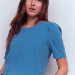 Sophie Puff Sleeve T-shirt-Marine Blue