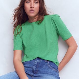 Sophie Puff Sleeve T-shirt-Aloe Green