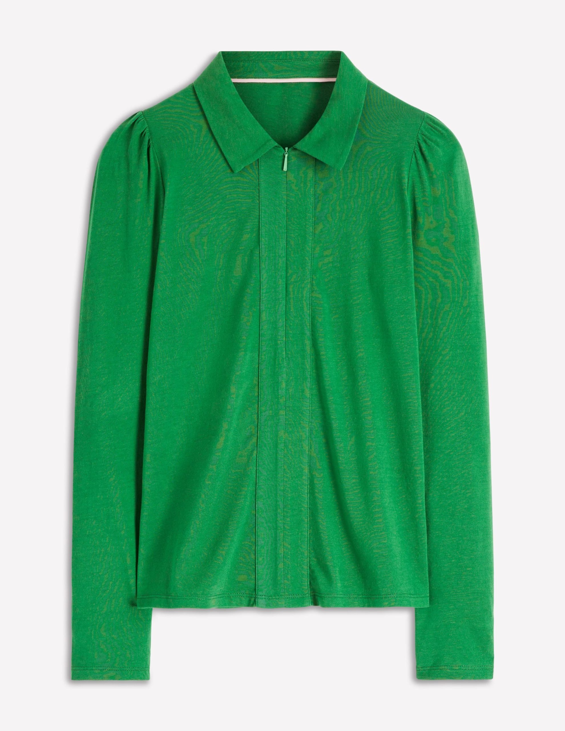 Zip Collar Supersoft Top-Fresh Green - Image 4