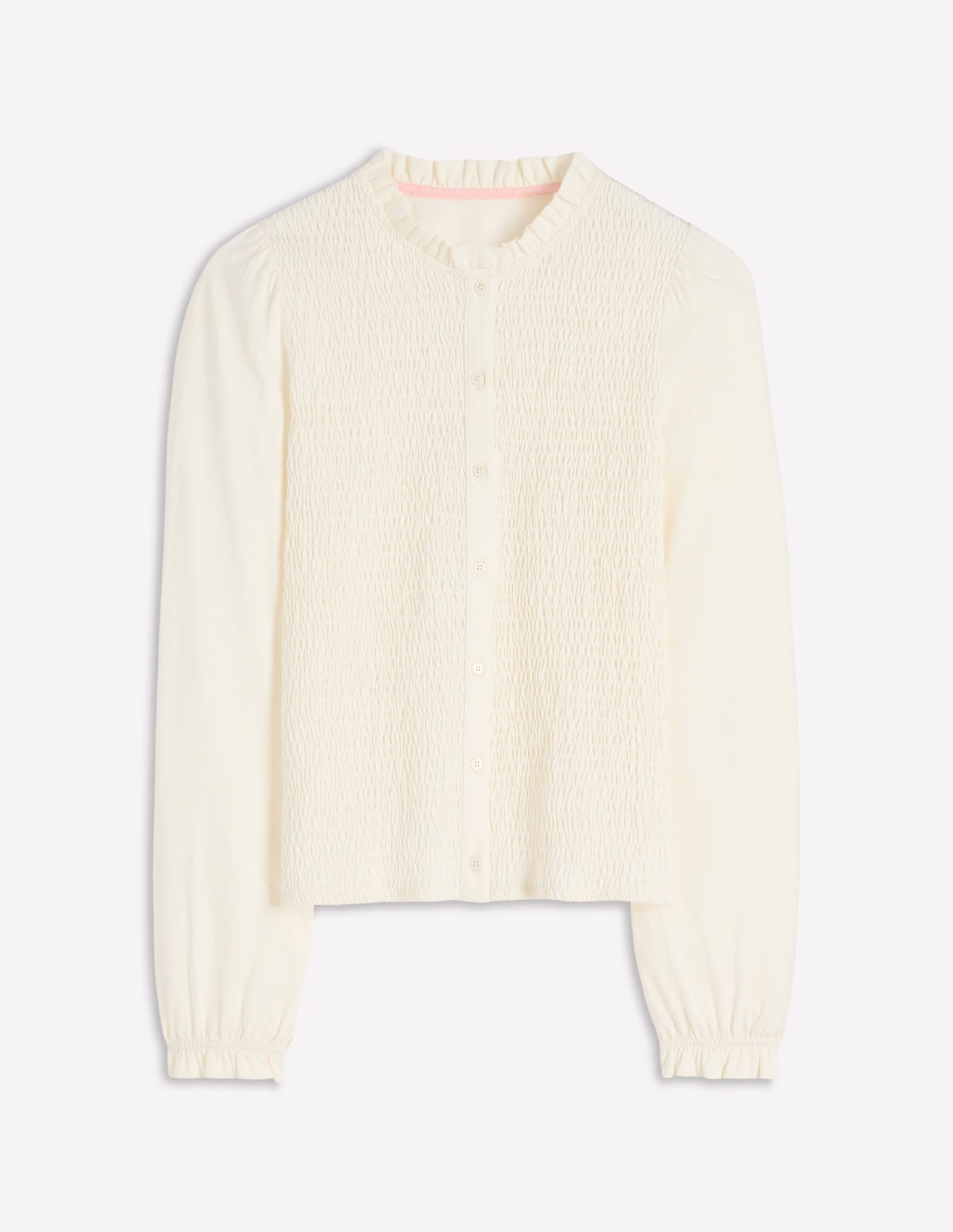 Supersoft Smocked button top-Ivory - Image 7