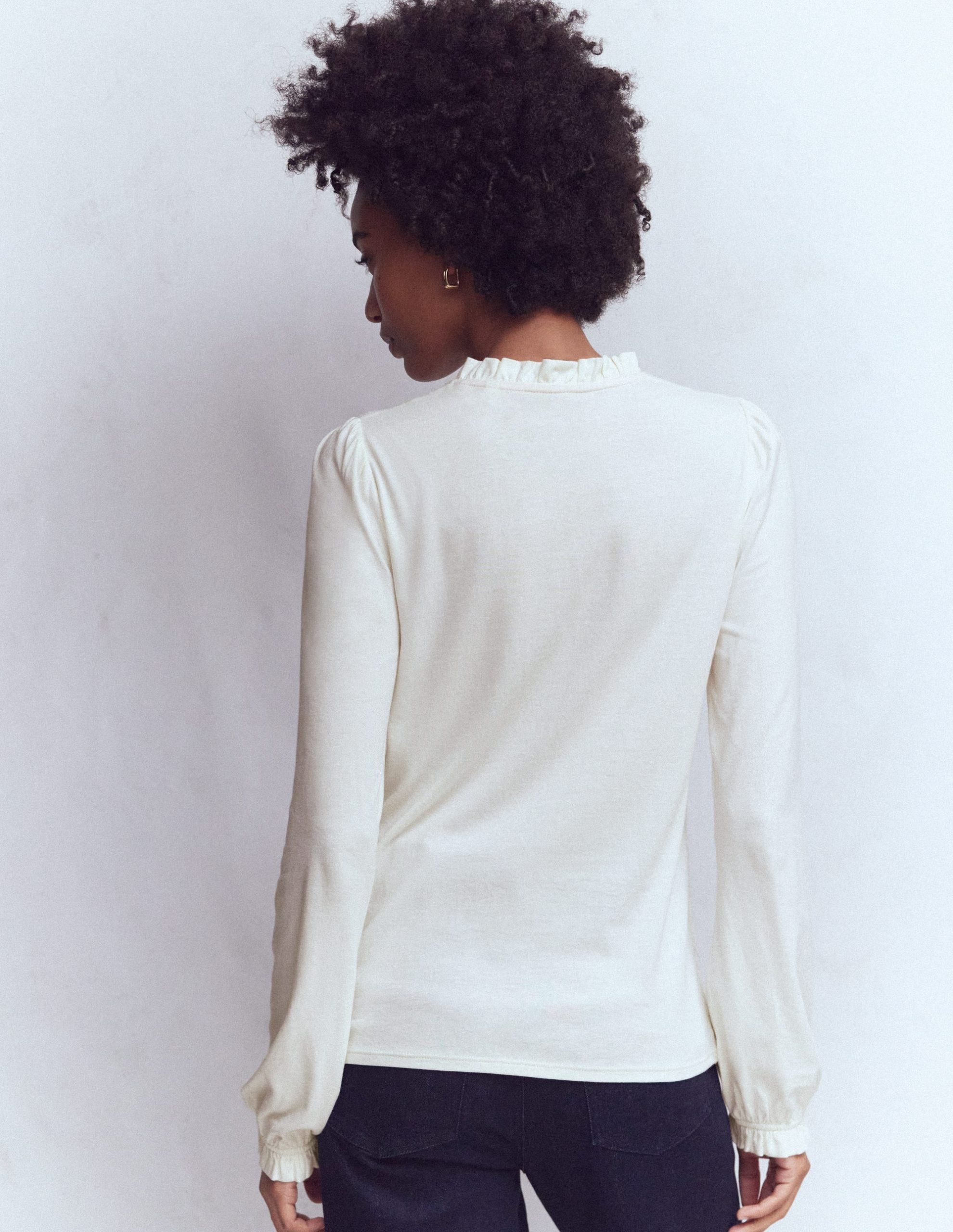 Supersoft Smocked button top-Ivory - Image 4