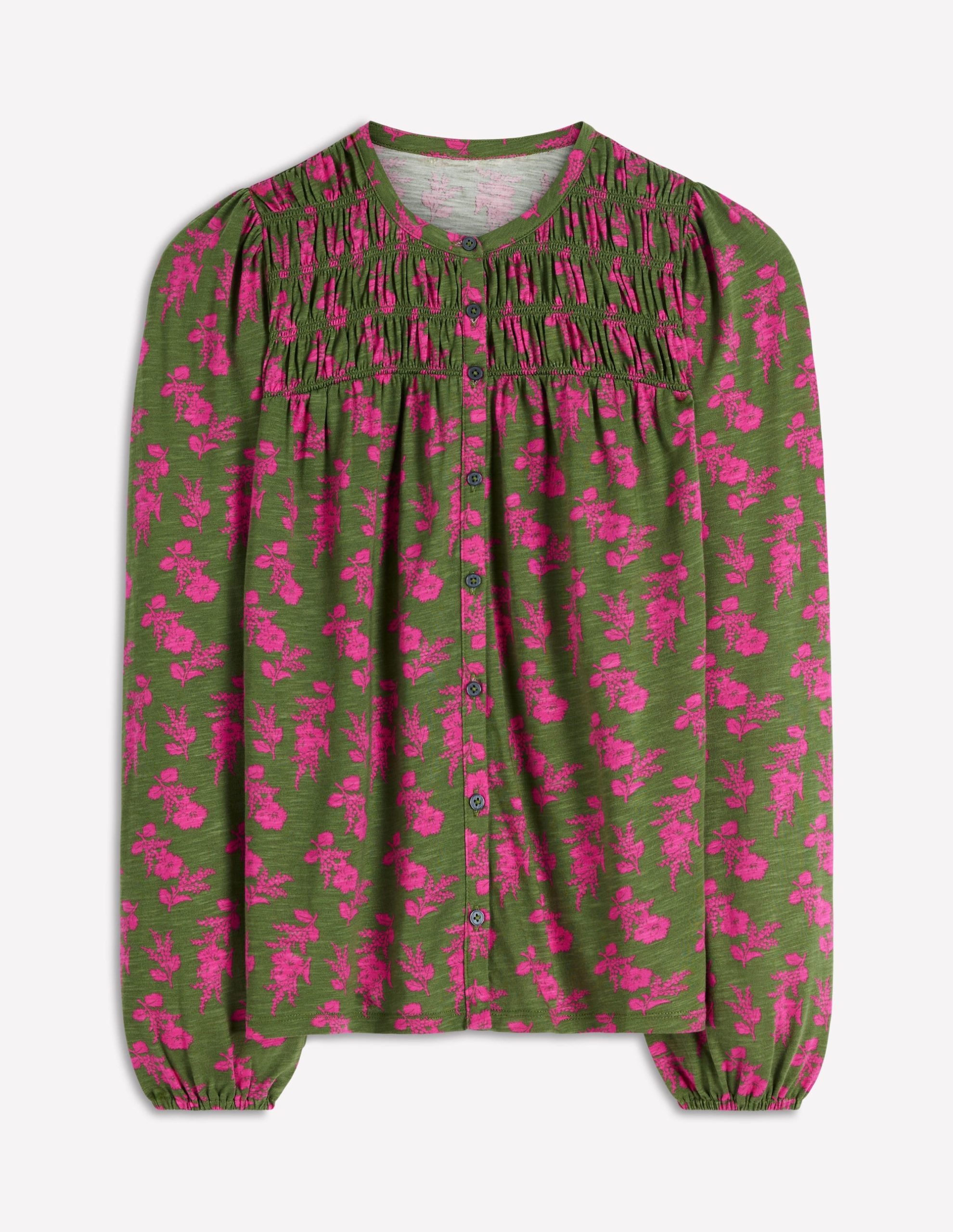 Mya Smocked Jersey Shirt-Blossomy Sprig - Image 5