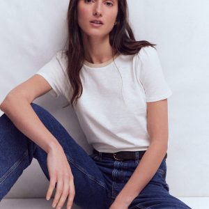 Metallic Trim T-Shirt-White