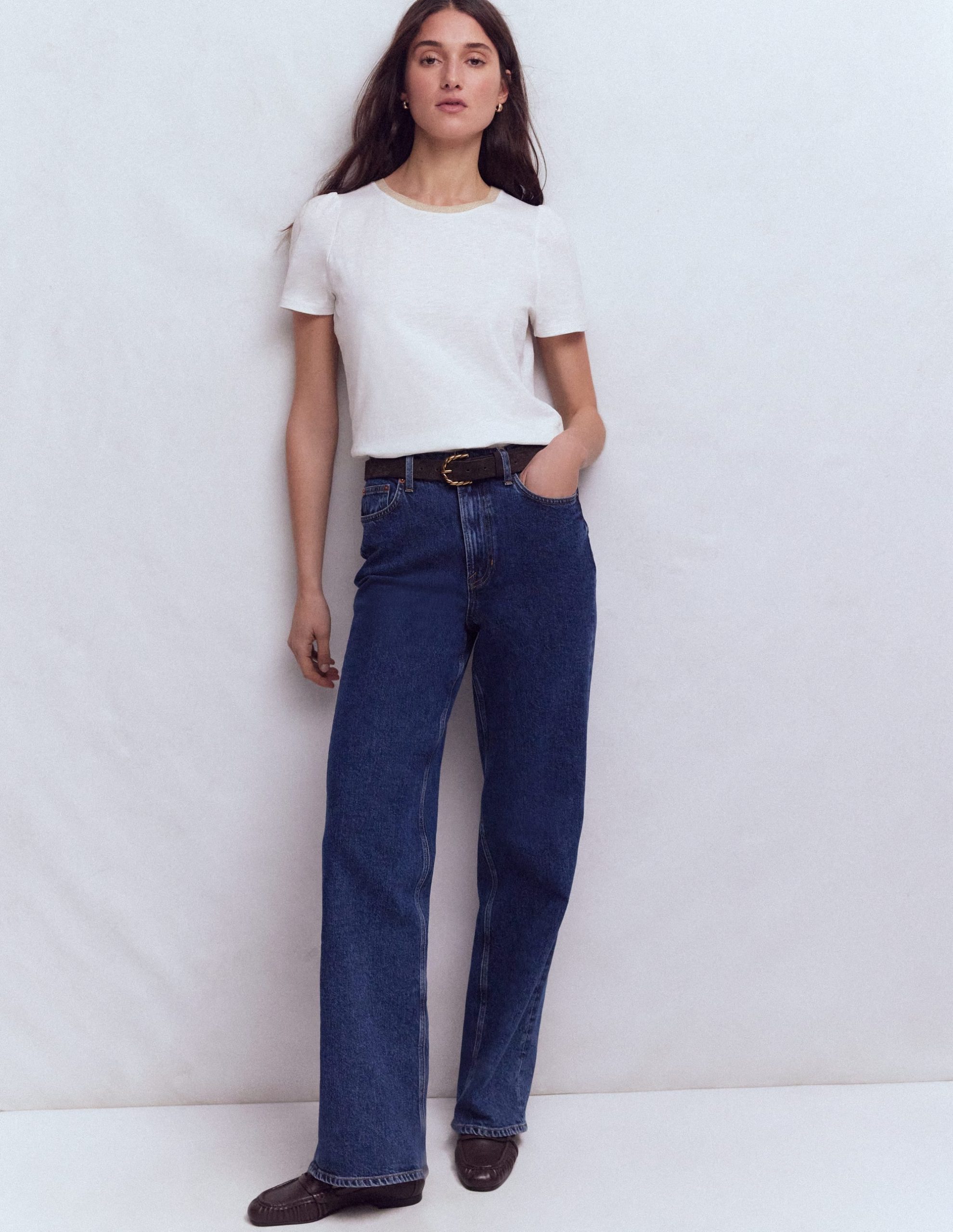 Metallic Trim T-Shirt-White - Image 4