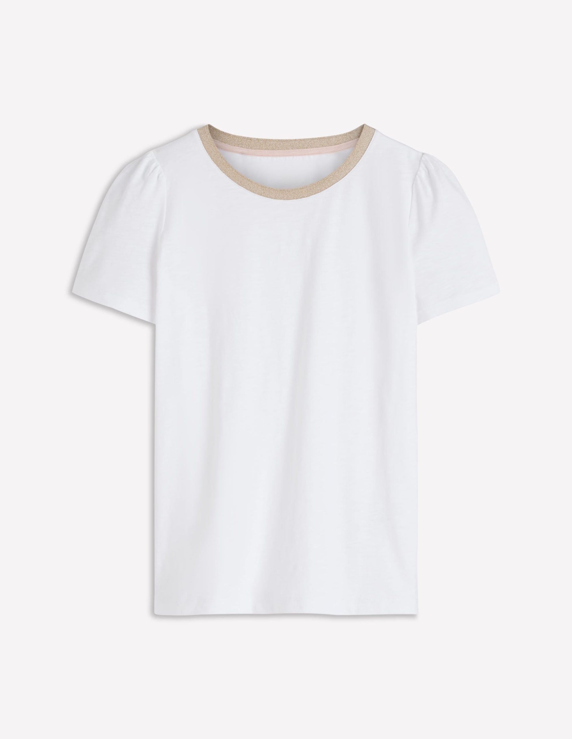 Metallic Trim T-Shirt-White - Image 5