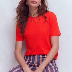 Ren Cotton Crew Neck T-shirt-Red