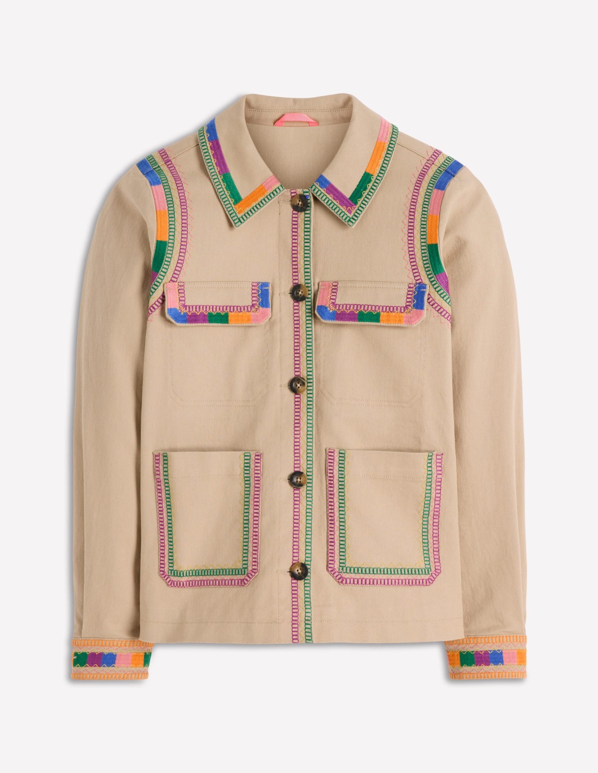 Embroidered Utility Jacket-Camel - Image 5