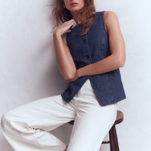 Denim Waistcoat-Indigo Denim