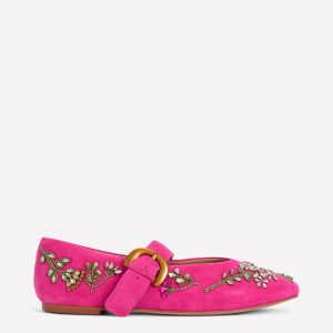 Kylie Flat Buckle Mary Janes-Embellished Pink