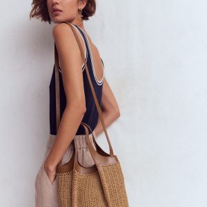 Mini Straw Tote-Natural