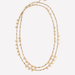 Double Strand Bead Necklace-Gold