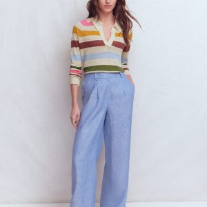 Agnes Collared Linen Jumper-Multi. Rainbow