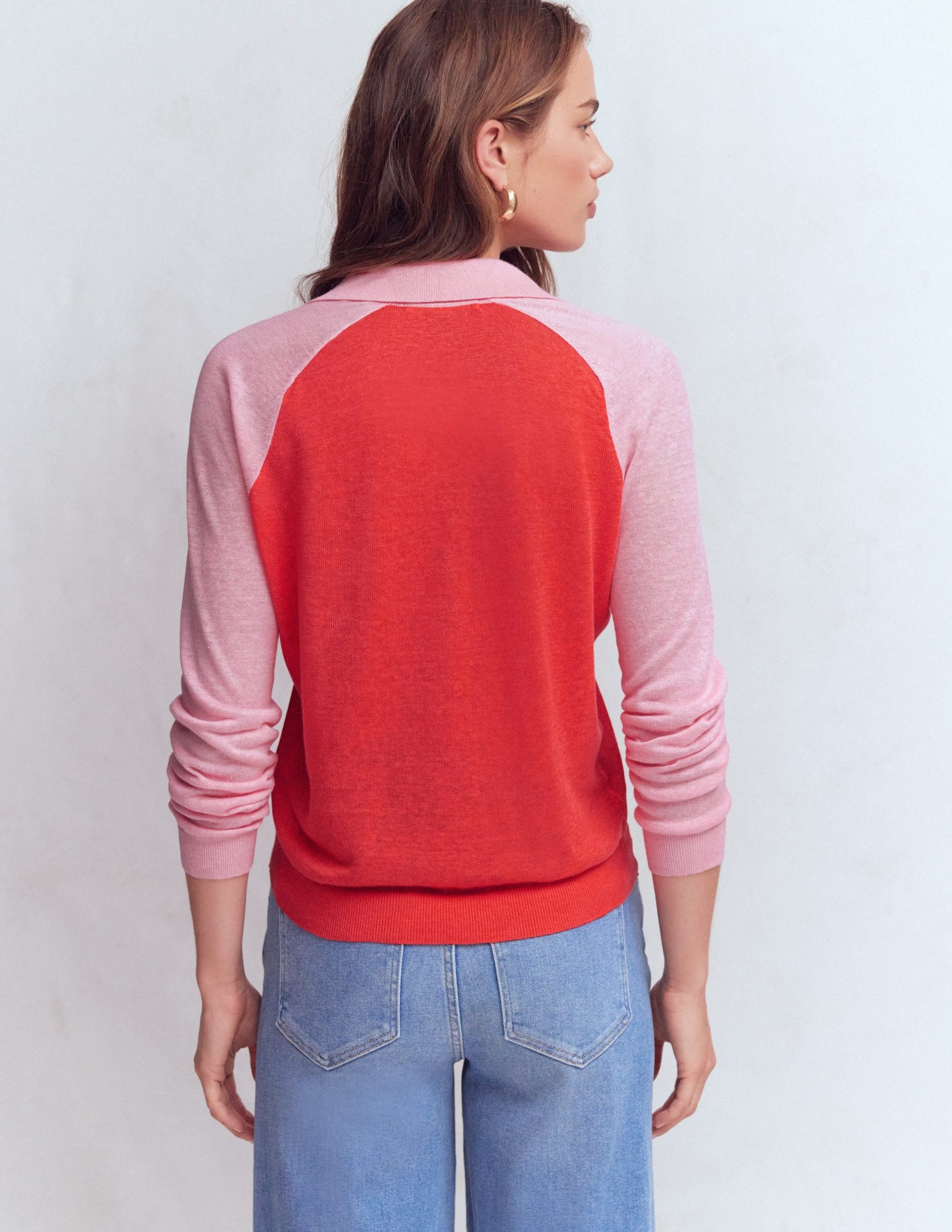 Agnes Collared Linen Jumper-Sunkissed Coral / Formica Pink - Image 7