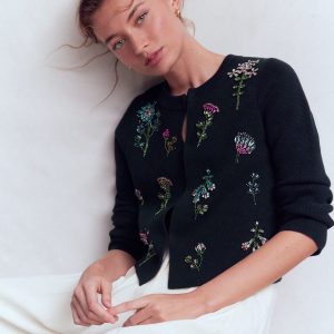 Embellished Knit Cardigan-Navy