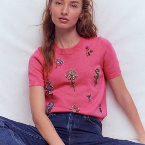 Embellished T-Shirt-Pink Punch