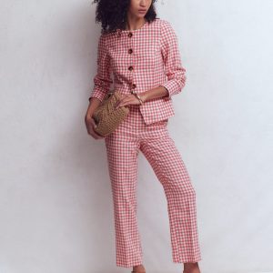Canonbury Linen Pants-Vintage Rose Gingham