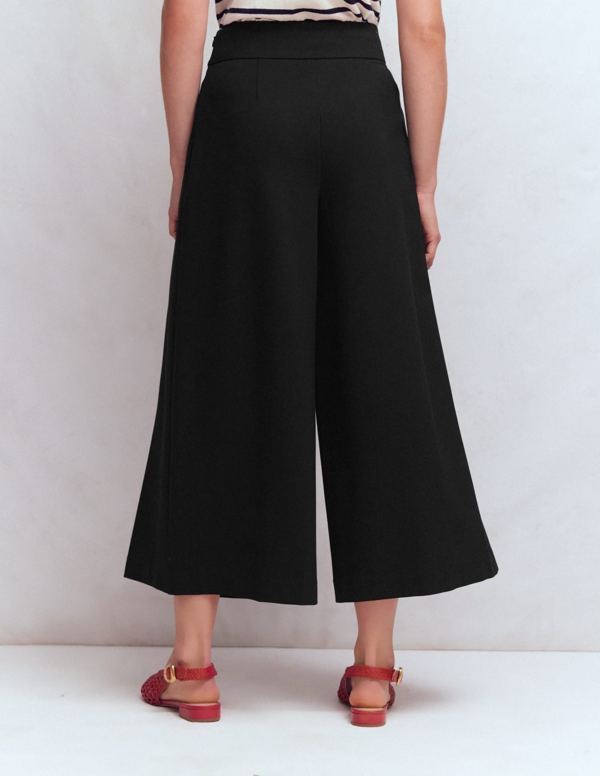 Single Pleat Ponte Culotte-Black - Image 3
