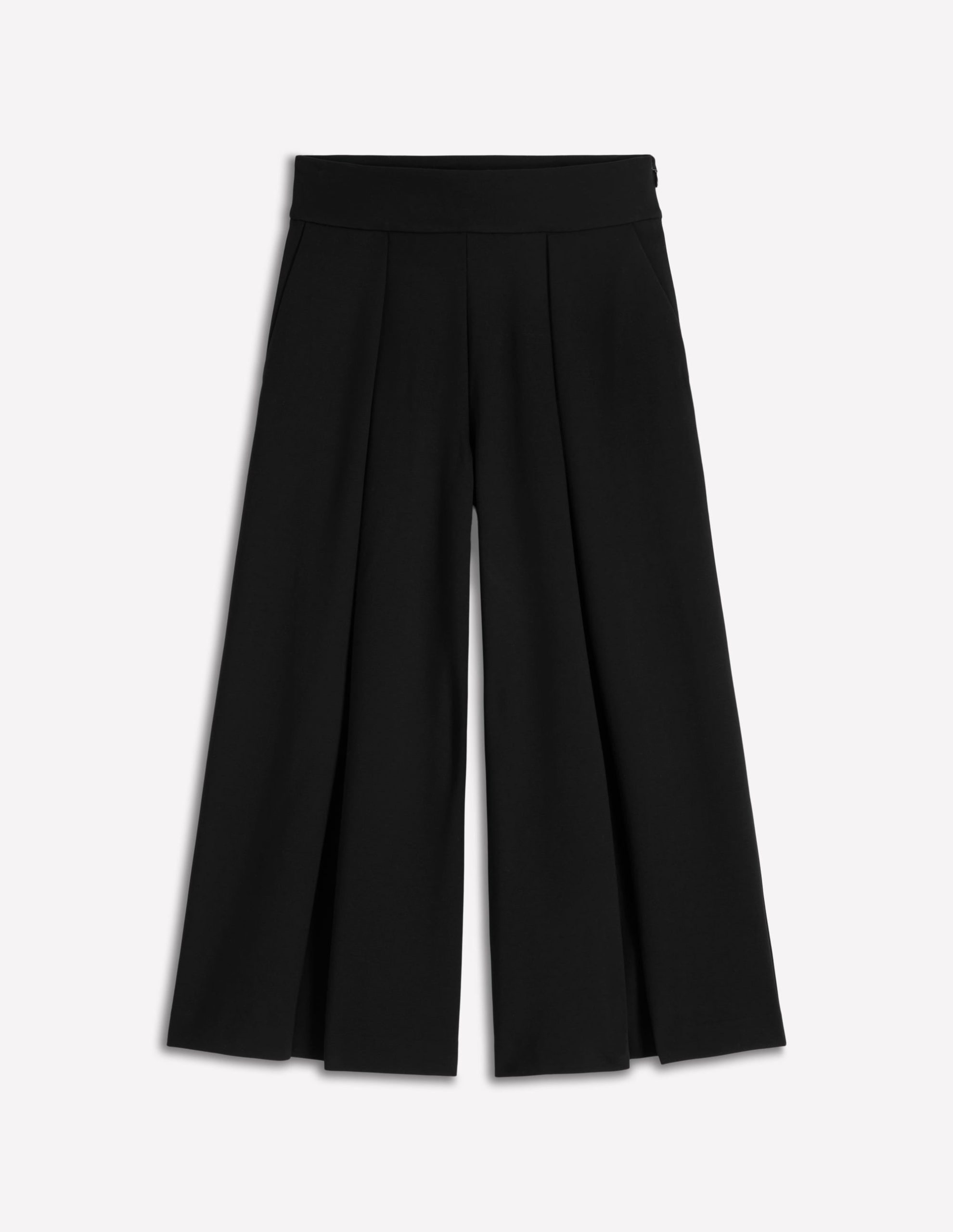 Single Pleat Ponte Culotte-Black - Image 5
