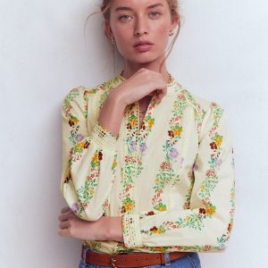 Rhea Trim  Insert Cotton Top-Multi. Blossom Trail