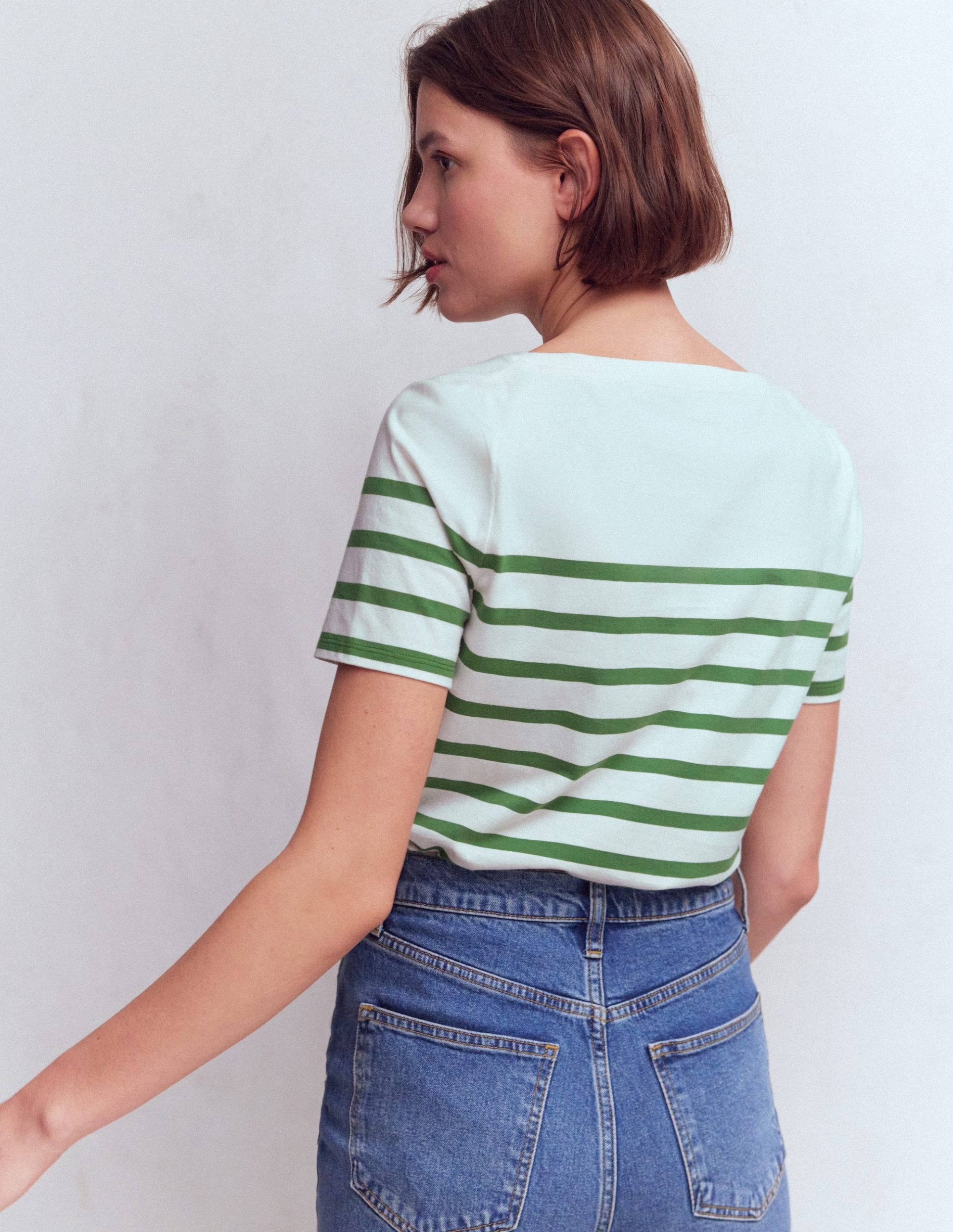 Olivia Short Sleeve Breton-Fairway and Ivory Stripe - Image 3